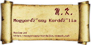 Mogyoróssy Kordélia névjegykártya